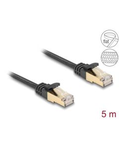 Delock Síťový kabel RJ45 s pleteným opláštěním, Cat.6A, ze zástrčky U/FTP na zástrčku, 5 m, černý