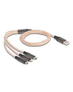 Delock Nabíjecí kabel USB RGB 3 v 1 z Typ-A na Lightning™ / Micro USB / USB Type-C™, 1,20 m