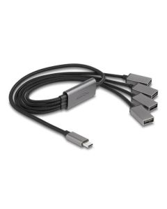 Delock Čtyřportový kabelový rozbočovač USB 2.0 s konektorem rozhraní USB Type-C™, 60 cm