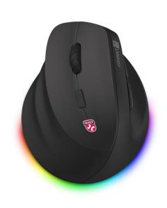 CONNECT IT FOR HEALTH Cloudy Left bezdrátová vertikální myš pro leváky, RGB podsvícení, 2xBT,USB  ČERNÁ