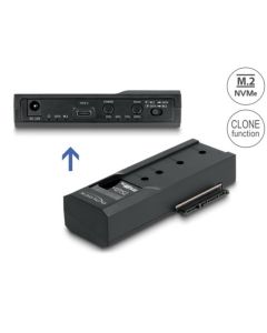 Delock Převodník USB Type-C™ pro 1 x SSD M.2 NVMe + 1 x SATA SSD / HDD s funkcí klonování
