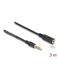 Delock Prodlužovací kabel Stereo Jack 3,5 mm 5 pin samec na samici 3 m černý