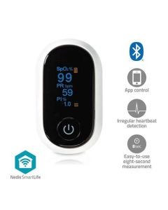 Nedis BTHOX10WT- SmartLife Pulzní Oxymetr| Bluetooth | OLED Displej | Saturace kyslíkem (SpO2)  / Vysoce přesný senzor |