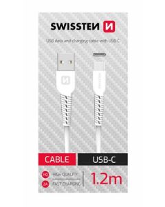 SWISSTEN DATOVÝ KABEL USB/USB-C BÍLÝ 1,2M (SAMOPRODAVAČ)