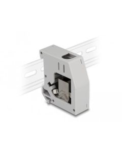 Delock Adaptér na DIN lištu s Keystone Modulem RJ45 samice na RJ45 samice, Cat.6A