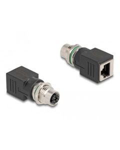 Delock M12 adaptér, ze čtyřpinové X-kódované zástrčky na konektor RJ45 přímý