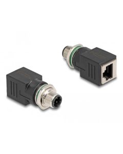 Delock M12 adaptér, ze čtyřpinové D-kódované zástrčky na konektor RJ45 přímý