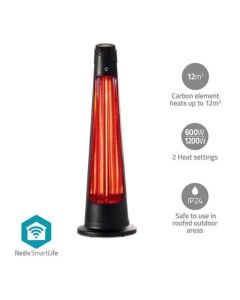 Nedis HTPA21BKW - SmartLife Ohřívač terasy| Wi-Fi | 1200 W | Rotace | Ochrana proti převrácení | IP24 | Černá