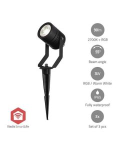 Nedis ZBLOS10RGBW3 - Venkovní světlo Smartlife| 3 x 90 lm | Zigbee 3.0 | 3 x 3 W | RGB | 2700 K | Hliník | Android/ IOS
