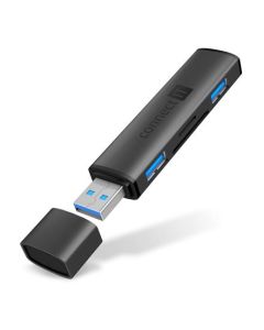 CONNECT IT COMPACT 4v1 USB-A hub + čtečka karet, (2xUSB-A 3.0, 1xSD, 1xMicroSD), externí, ANTRACITOVÁ