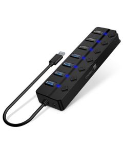 CONNECT IT Mighty Switch 2 USB-A hub, (4xUSB-A 3.0, 3xUSB-A 2.0), externí, ČERNÝ