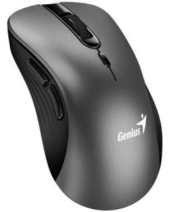 Genius Ergo 8100S Myš, bezdrátová, ergonomická, optická, 1600DPI, 6 tlačítek, USB, kovově šedá