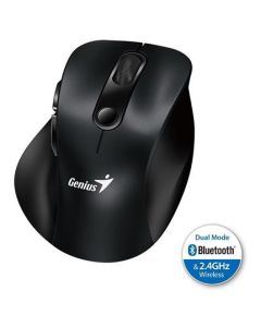 Genius Ergo 9000S, Myš, bezdrátová, optická, 2400DPI, 6 tlačítek, Bluetooth, 2.4GHz, USB, černá
