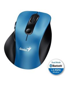 Genius Ergo 9000S, Myš, bezdrátová, optická, 2400DPI, 6 tlačítek, Bluetooth, 2.4GHz, USB, modrá