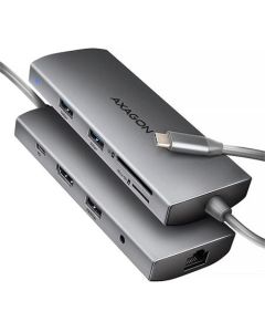 AXAGON HMC-8HLSA, USB 5Gbps hub, 3x USB-A, HDMI 4k/60Hz, RJ-45 GLAN, SD/microSD, audio, PD 100W, kabel USB-C 20cm
