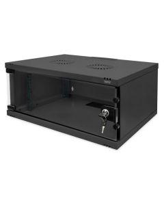 DIGITUS DN-38011 Nástěnná skříň 4U, SOHO, nemontovaná 241x540x400 mm, celoskleněné přední dveře, černá (RAL 9005)