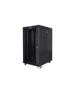 LANBERG Volně stojící skříň 19" 22U/800x1000 LCD skleněné dveře černá (RAL9004)   (v rozloženém stavu)