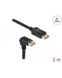 Delock DisplayPort kabel samec přímý na samec 90° pravoúhlý dolů 8K 60 Hz 2m