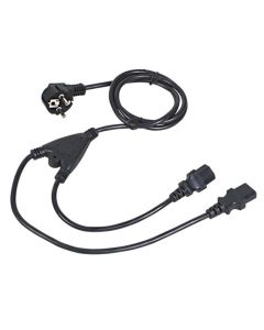 C-TECH Kabel síťový 1,8m 220/230V napájecí, rozdvojka Y, VDE