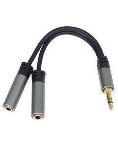 PremiumCord HQ Kabelová rozdvojka 3,5mm Jack Male - 2x Jack Female 15cm