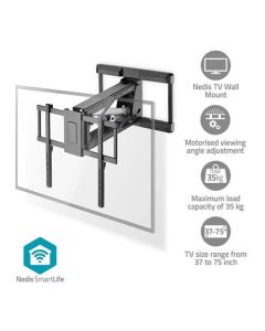 Nedis TVWM5880BK - Motorizovaný TV Držák - montáž na stěnu | 37 - 75 "  | Max. 35 kg | Otočné | Dálkově ovládané | Černá