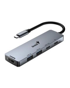 Genius UH-500 Dokovací stanice, USB-C, 1× HDMI, 2× USB 3.0, 2× USB-C, Power Delivery 100W, 15cm, šedá