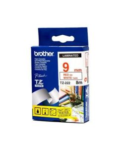 Brother - TZe-222, bílá / červená (9mm, laminovaná)