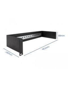 Delock Kolejový panel rozměru 19” dle DIN, 2U, černý