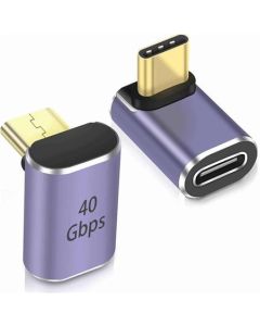 PremiumCord zahnutý 90° Adaptér USB-C Female - USB-C Male 40Gbps Aluminium