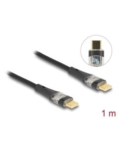 Delock Datový a rychlonabíjecí kabel USB 2.0 ze zástrčky USB Type-C™ na zástrčku, průhledný, PD 3.0 100 W, 1m