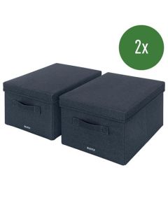 LEITZ Fabric textilní úložný box s víkem M, 2 kusy, 20,3 x 28,5 x 38 cm
