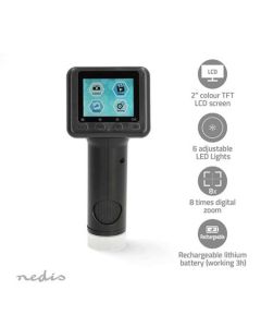 Nedis MCAM2424BK - Mikroskopická kamera| 1080p@30fps | 48 MPixel | Zvětšení: 8 -500 x | Velikost obrazovky: 2 "  | Černá