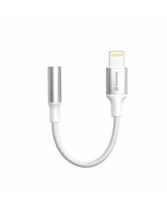SWISSTEN AUDIO ADAPTÉR TEXTILE LIGHTNING (samec) / 3,5mm AUX 0,15 M BÍLÝ (nahrazuje 73501212)