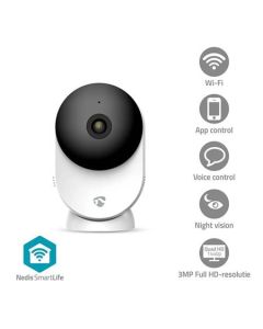 Nedis WIFICI12CWT SmartLife Vnitřní Kamera | Wi-Fi | 3MP Full HD 1296p| Se snímačem pohybu | Noční vidění | Bílá