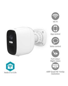 Nedis WIFICBO32WT - SmartLife Venkovní Kamera | Wi-Fi | 4MP Quad HD 1440p | IP66 | Cloud / Micro SD | 5 V DC | Noční vid