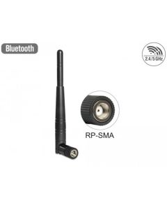 Delock WLAN 802.11 ac/a/h/b/g/n anténa RP-SMA samec 3 dBi všesměrová s otočným kloubem černá
