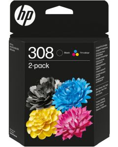 HP 308 Černá/Tříbarevná originální inkoustová kazeta 2-pack
