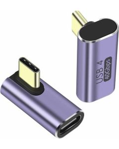 PremiumCord zahnutý 90° Adaptér USB-C Female - USB-C Male 40Gbps Aluminium