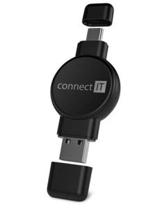 CONNECT IT WatchTravelCharge bezdrátová nabíječka Qi (Apple,Samsung) USB-A/USB-C, ČERNÁ