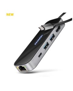 AXAGON HMC-6GLN, USB 5Gbps hub, 2x USB-A, USB-C, HDMI 4k/60Hz, RJ-45 GLAN, PD 100W, kabel USB-C 20cm