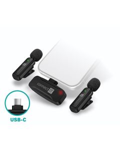 CONNECT IT Wireless Lavalier mikrofon USB-C konektor (2 ks + receiver) set ČERNÝ