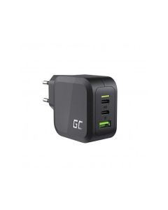 Green Cell GC PowerGaN 65W Charger (2x USB-C Power Delivery, 1x USB-A compatible with Quick Charge 3.0)