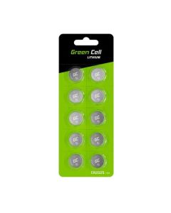 Green Cell Blister 10x Lithium Battery CR2025 3V 160mAh Button