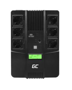 Green Cell Nepřerušitelný zdroj napájení  UPS AiO 800VA 480W s LCD displejem | VERZE EU | 6x zásuvky Schuko