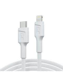 Green Cell PowerStream Bílý kabel Lightning - USB-C 1m MFi  s rychlým nabíjením Power Delivery, pro Apple iPhone