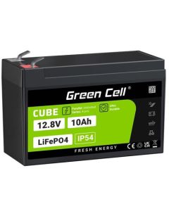 Green Cell CUBE LiFePO4 akumulátor 10Ah 12,8V 128Wh lithium železofosfát pro napájení a nouzové osvětlení, centrální jednotky
