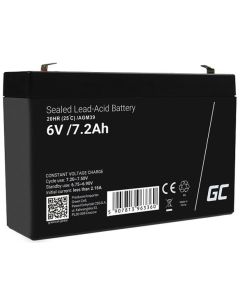 Green Cell AGM VRLA 6V 7.2Ah maintenance-free battery for the alarm system, cash register, toys