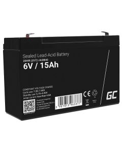 Green Cell AGM VRLA 6V 15Ah maintenance-free battery for the alarm system, cash register, toys