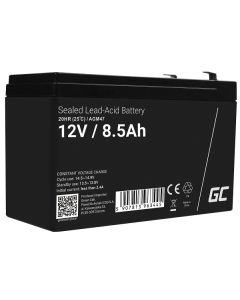 Green Cell AGM VRLA 12V 8.5Ah maintenance-free battery for the alarm system, cash register, toys