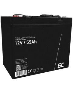 Green Cell AGM VRLA 12V 55Ah maintenance-free battery for mower, scooter, boat, wheelchair